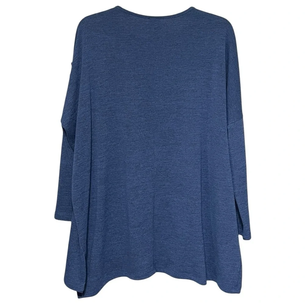 Clara Sun Woo Luxe Stretch Boyfriend Sweater Blue M Loose Lightweight Tunic